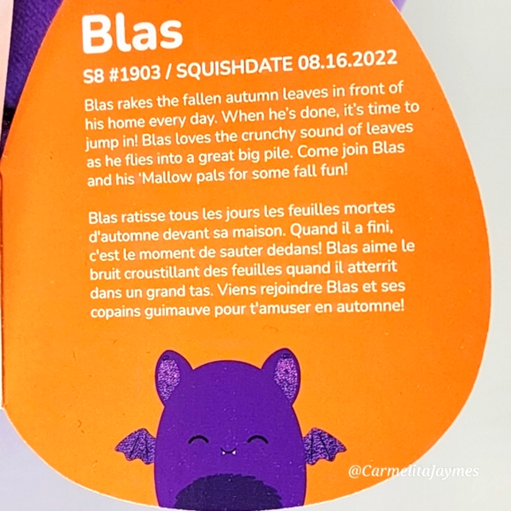 BLAS 🦇 Purple Glitter Bat Halloween 2023 Original Squishmallow ☆ NWT ☆ - Picture 4 of 8